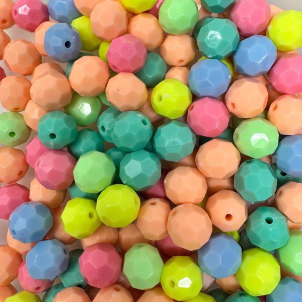 12 mm Acrylic Beads - Pastel Facet Mix For Discount