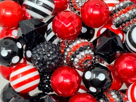 20mm Acrylic Beads - Black & Red Mix Online now