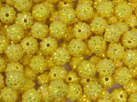 12 mm Acrylic Beads - Rhinestone Yellow Discount