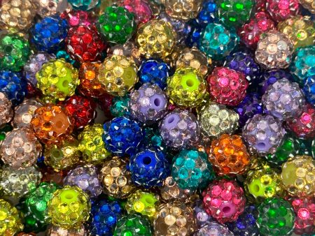 12 mm Acrylic Beads - Rhinestone Mix For Sale