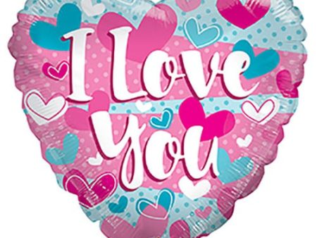 18 inch I LOVE YOU TURQUOISE & PINK GELLIBEAN HEART Online now