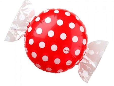 18 inch CANDY W  WRAPPER ENDS - RED W  WHITE POLKA DOTS Sale