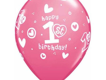 11 inch 1ST BIRTHDAY CIRCLE HEARTS - GIRL For Cheap