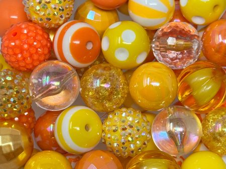 20mm Acrylic Beads - Yellow & Orange Mix on Sale