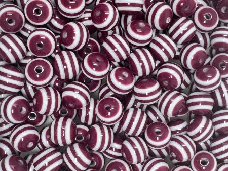 12 mm Acrylic Beads - Striped Maroon Discount