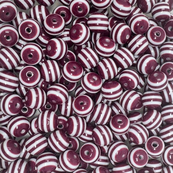 12 mm Acrylic Beads - Striped Maroon Discount