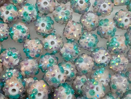 12 mm Acrylic Beads - Rhinestone Pink, Blue, & Purple Online now