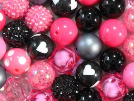 20mm Acrylic Beads -  Pink & Black Mix on Sale