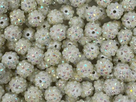 12 mm Acrylic Beads - Rhinestone White Online Sale