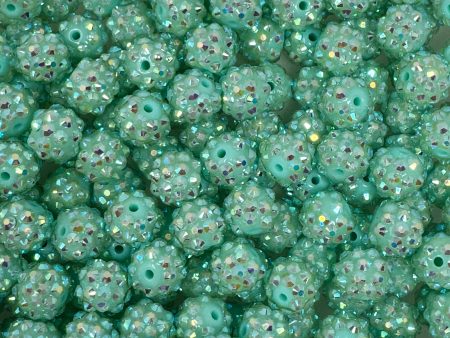 12 mm Acrylic Beads - Rhinestone Teal Discount