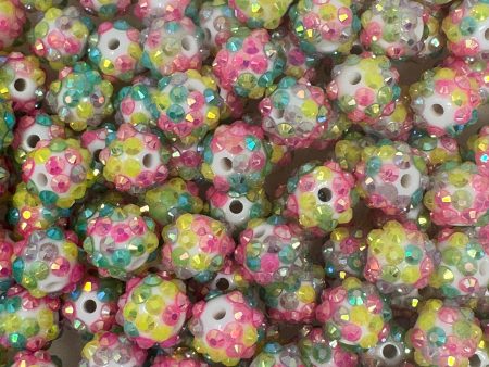 12 mm Acrylic Beads - Rhinestone Pink, Blue, & Yellow Supply