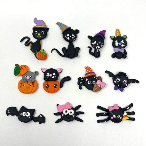 Handmade Clay Doll - Halloween Cat, Bat, and Spider Online Sale