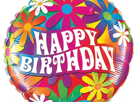 9 inch HAPPY BIRTHDAY PSYCHEDELIC DAISIES (AIR-FILL ONLY) on Sale